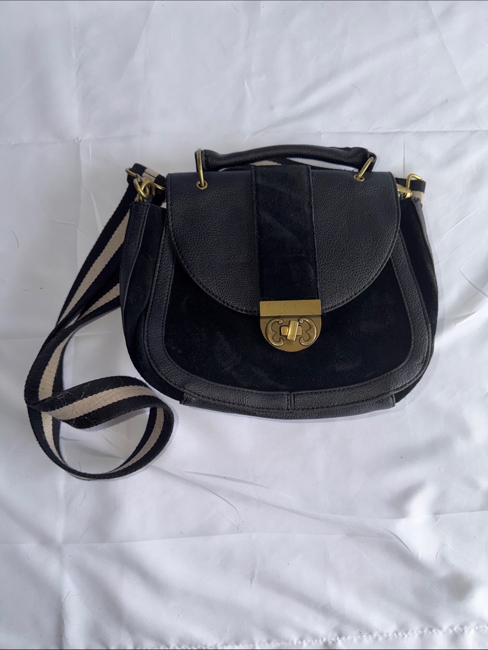 Emma Fox Black Crossbody Bag with Gold Hardware
